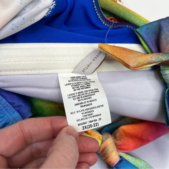 Becca ETC Plus Size Paper Mache tie dye Tankini top multicolor - 2X - Picture 10 of 11